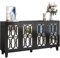 Azkoeesy 160 cm Sideboard mit 4 Türen aus Spiegel, Coole Kristall Griffe, Moderner Buffet Küchenschrank TV-Schrank für Wohnzimmer und Esszimmer, Schwarz