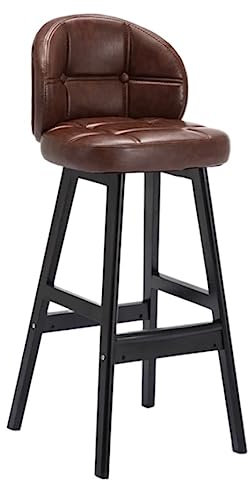 UTOQIA Barstuhl Barhocker Barsessel Mit Leder Gepolsterte Barhocker Mit Rückenlehnen. Barhocker In Gegenhöhe Mit Schwarzen Holzbeinen Barstühle Bar Stühle (Color : Brown)
