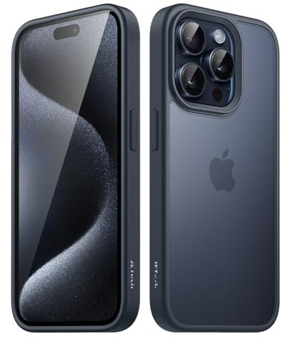 JETech Matt Hülle für iPhone 15 Pro 6,1 Zoll, Stoßfest Militärstandard FallSchutz Handyhülle, Mattierte Rückseite Schutzhülle, Anti-Fingerabdruck (Blau)