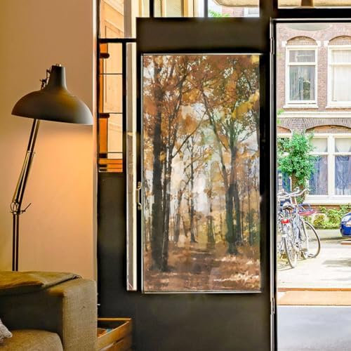 Fensterfolie Brauner Wald Milchglasfolie Fensterfolie Milchglas Selbstklebend Fensterfolie Sichtschutz Blickdicht Fenster Sichtschutzfolie Folie für Fenster Fensterfolie Bad 60x116cm/1 Pcs