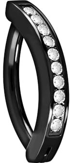 PIERCINGLINE Titan Bauchnabelclicker Bogen mit Kristallen Bauchnabelpiercing Bananabell Belly Piercing Schwarz