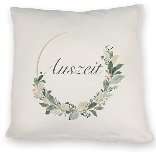 speecheese Auszeit Kissen mit Blumenornament für Eltern zum Geburtstag EIN bequemes DekoKissen für die Couch Pause Erholung Aufruhen dekorativ
