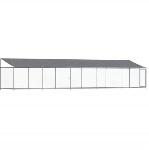 vidaXL Hundezwinger mit Dach und Tür Grau 10x2x2 m Verzinkter Stahl