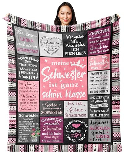 Yesbird Schwester Geschenk Decken, Geschenk für Schwester Geburtstag, Geburtstagsgeschenk für Schwester, Große Schwester Geschenk zu Weihnachten Decke 150X130CM