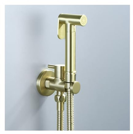 YYBAO Kit Douchette WC Or Brossé, Pulvérisateur de Bidet à Main Haute Pression Pulvérisateur de Toilettes Laiton Kit de Bidet de Toilette avec 1.5M Tuyau, pour L'hygiène Personnelle