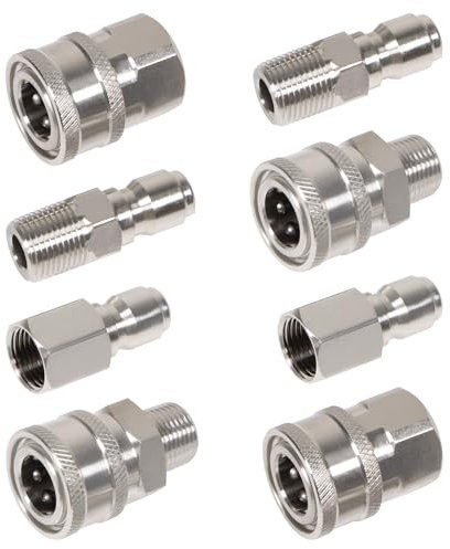 3/8 Inch 3/8'' Pressure Washer Quick Connect Fittings Stainless Steel Adapter Set NPT Male and Female Thread Kit