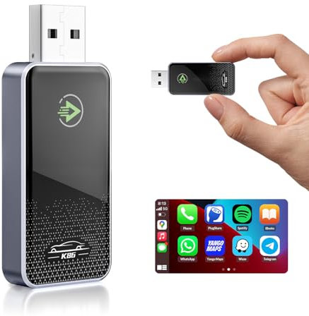 Carplay Wireless Adapter für Apple, 5.8GHz Wireless Carplay Adapter Upgrade von Wired CarPlay auf Wireless, Plug & Play, Carplay Adapter kompatibel mit iPhone 6 iOS 10+ und Autos mit Wired CarPlay