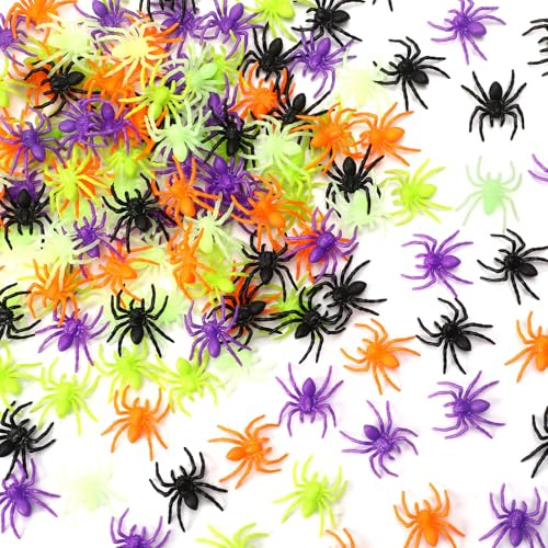 BOARDFEB Halloween Spinne, 130 Stück Halloween Spinnen Deko Realistische Plastik Spinne Scary Spiders Bunte Fake Spiders Plastik Spinnen Streich Requisiten (5 Farben)