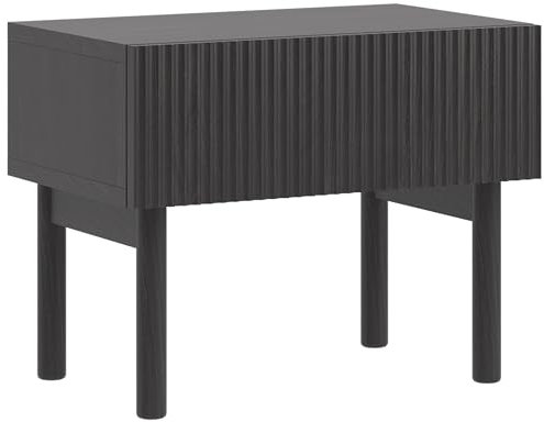 Selsey Nachttisch Beistellschrank Beistelltisch Nachtschrank 50 cm Stehend Mit Schublade Portland Esche Schwarz Gefräste Fronten Nolie