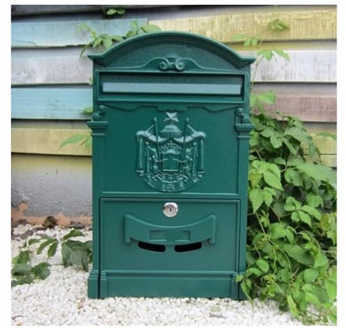 SHCHNA Briefkasten Vorschlagsbox Briefkästen Abschließbarer Sicherer Briefkasten Vintage Metallbriefkasten Garten Wandbriefkasten Briefkasten Letter Box(Grün)