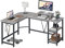 TREETALK Computer desk, L-shaped Desk with 2-Layer Shelves,Large PC Laptop Table with CPU Stand&Monitor Stand,Corner Desk for Home Office (Grey)