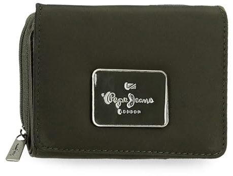 Pepe Jeans Christine Damen Brieftasche mit Geldbörse, Grün, 10 x 8 x 3 cm, Polyester, Kunstleder, RFID-geschützt