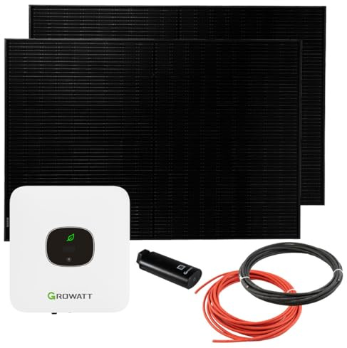 GROWATT Balkonkraftwerk 0% MwSt §12 III UstG MIC 800 0,8kW mit 800W Solarpanel und WiFi-Stick
