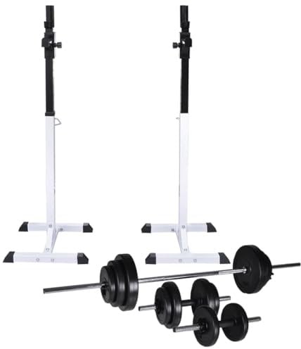 Übung & Fitness Langhantel Squat Rack mit Langhantel und Kurzhantel Set 30,5 kg Gewichtheben