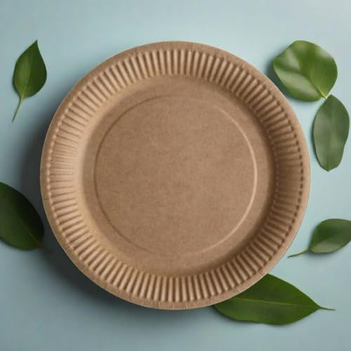HOT BARGAINS Platos de papel kraft desechables de 7 y 9 pulgadas para todas las ocasiones, fiestas al aire libre, catering, grado alimenticio, reciclables, adecuados para alimentos fríos y calientes