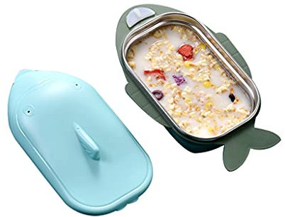 Caja de platos de acero inoxidable con forma de pez para bebé, conservación del calor, contenedor de alimentos, lonchera portátil con aislamiento, vajilla de almacenamiento de alimentos, suministros