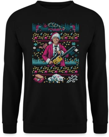 Unibly Beautiful Gift Clark Griswolds Chainsaw Christmas Jumper, black, M