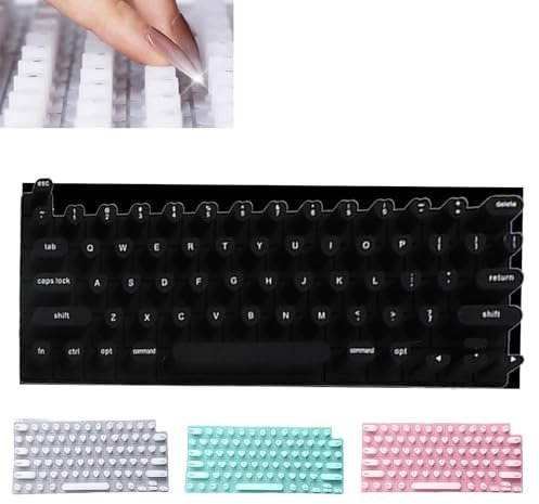 Keyboard Film for Nail Art, Raised Keyboard Cover for Long Nails, Silicone Keyboard Film for Nail Art, Clear Comfortable Protection for Women Long Nails (Black)