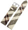 QNGMKBKTDZ Schnelle Demontage, kariertes Muster, Lederarmband, 12, 14, 16, 18, 20, 22 mm, Schwarzbraunes Armband, passend for BURBERRY Herren Damen Uhrenkette(Rice white silver A,16mm)