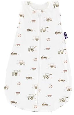 TRÄUMELAND Sommerschlafsack Baby Little Farm grün 0.5 TOG, leichter atmungsaktiver Babychlafsack aus 100% Baumwolle für heiße Sommernächte, Öko-Tex 100 zertifiziert, schadstofffrei & hautfreundlich