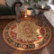 Vintage Boho Rund Teppich Waschbarer Wohnzimmer Orientalischer Stil Sofa Teppich Kurzflor Couchtischmatte, Bunter Muster Rutschfester Carpet für Schlafzimmer. 100 cm
