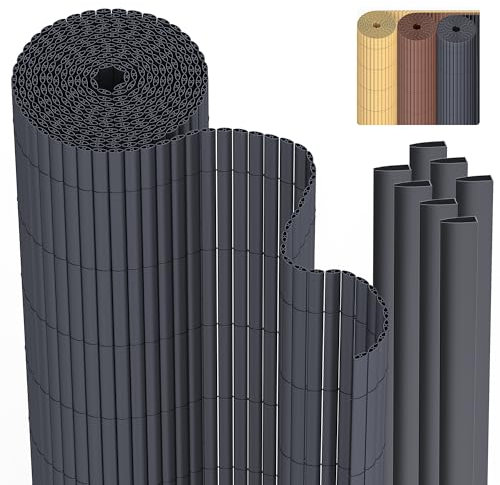 PVC Sichtschutzmatte Sichtschutzzaun 80 x 500 cm Privatsphäre Wetterfest für Garten, Balkon und Terrasse, Sichtschutz mit Strukturierte Oberfläche, Balkonumrandung mit Kabelbindern & Abdeckung