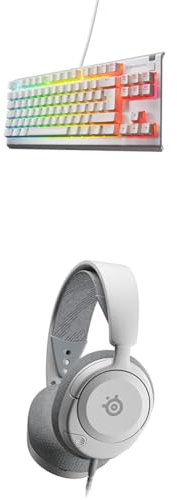 SteelSeries Apex 3 TKL White - RGB Gaming Keyboard - 8-Zone RGB Illumination - English QWERTY Layout Arctis Nova 1 White - Gaming Headset for PC, PS5, PS4, Switch 2, Xbox