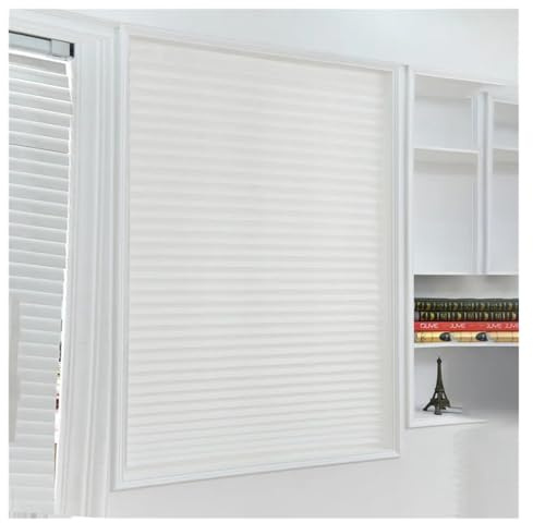 Rollo zum kleben Vlies-Schattierungs-Plissees, Selbstklebende Wohnzimmer-Halbschattierungsjalousien, Vorhänge, Küche, Schlafzimmer, Vorhänge(White,60x180cm)