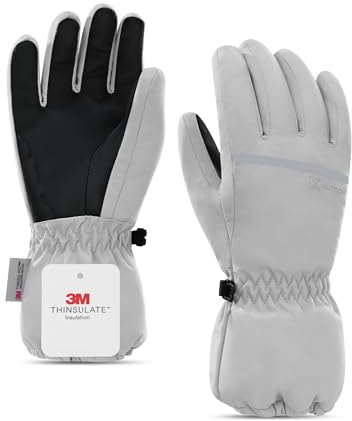KUTOOK Kinder Skihandschuhe Doppelter Windschutz Einfach zu Tragen Kinderhandschuhe Wasserdicht Warm Reflektierend Jungen und Mädchen SF510
