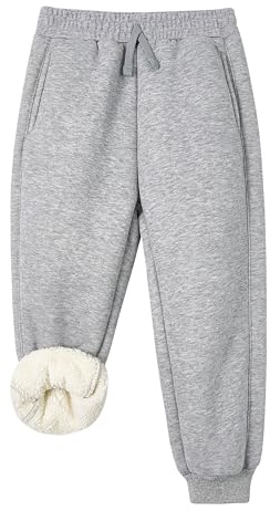 Volunboy Pantaloni Jogging Bambini in Pile, Vita Elastica Tasche Laterali per Scuola Sport Inverno