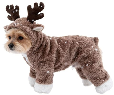 Hunde Weihnachtskostüm, Elch Kostüm Hund, Hundekleidung Kleine Hunde Weihnachten, Haustier Kleidung, Weihnachts Katzenkostüm, Katzenkleidung Outfits für Katzen Kleine Hunde (Brown, S)