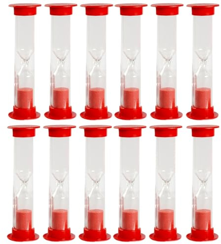 Sablier Enfant 12 Pièces Sablier 1 Minute, Minuteur Brossage Dents Enfant | (Rouge) Parents-Enfants Jeux Les et Maternelle la à L'éveil Famille en Quotidien Usage Un pour