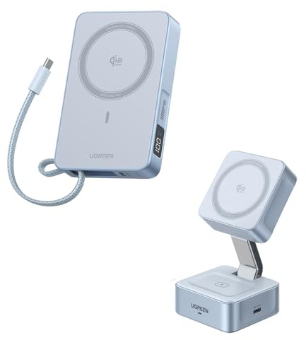 UGREEN MagFlow 25W Qi2 Certified Magsafe Charger Compatible Wireless Charger Stand and 10000mAh Power Bank