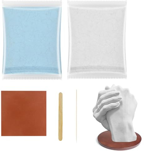 Uonguon Eco Resin Casting Powder - Water Activated Fast Curing, Clay Hand Molding Kit with Plaster Powder, DIY Mold Making, Home Decor, Beginners Couples Artistic Project for Creative Crafting