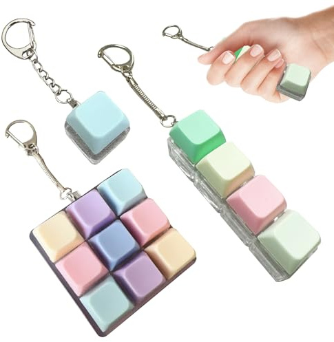 3Pcs Keyboard Fidget Toys Cool Finger Clicky Keyboard Keychain Keyboard Stress Relief for Adult Fidget Toys Funny Fidget Keyring Fidget Keychain for Office School