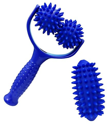 Rouleau De Massage Avec Poignée, 3 Rouleaux De Massage à Pointes Remplaçables, Masseur De Boules De Fascia, Adapté Aux Jambes, Au Dos Et Aux Bras