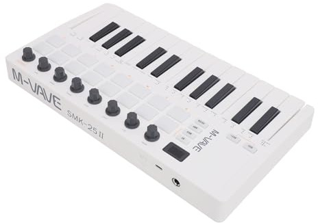 VGEBY Controlador de Teclado MIDI de 25 Teclas Controlador MIDI Inalámbrico Bluetooth con 16 Almohadillas RGB 8 Perillas Alimentado por USB para Windows OS X Android IOS