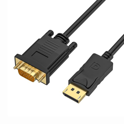 Cable DisplayPort a VGA 1,8M, Adaptador DP Macho a VGA Macho 1080P | Transmisión unidireccional para PC, portátil, monitor y proyector, con conexión estable para oficina y presentaciones