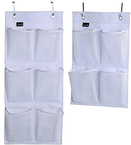 MISSLO Over Door Shoe Storage Hanging Narrow Door Organiser For Wardrobe Pantry Organizer Store Shoes, Hats, Gloves, Snacks Holder, Pack 2 (White)