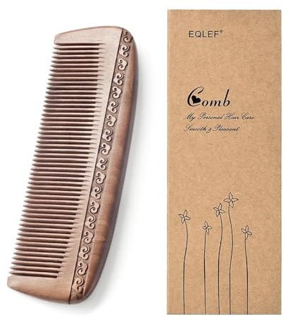 Hölzerner Haarkamm - Zweiseitiger Schnitzender Mahagoni-Kamm Mit Massage-Funktion 17.5cm / 6.9''