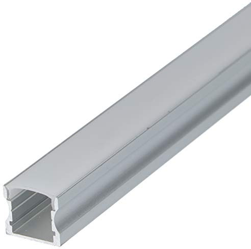 Set: Aluminium LED Profil, Profil LED für 8/10mm LED Streifen, 100cm LED Profil + Abdeckung LT5 (Aluminium, Milchig)
