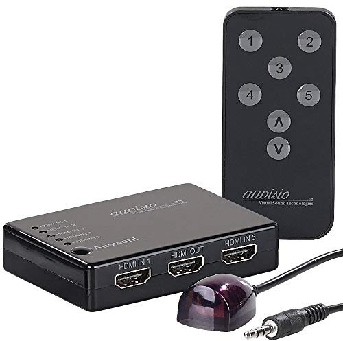 auvisio Switch: 5-Fach-HDMI-Umschalter mit Fernbedienung, HDMI 1.4, bis 4K UHD (Hub, Verteiler mit Fernbedienung, Kabel Receiver)