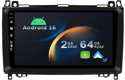 YUNTX Android 14 Autoradio Kompatibel mit Mercedes Benz Viano/Sprinter/W906-IPS 9 Zoll GPS mit navi Bluetooth - 2G32G / Dab+ / Lenkradsteuerung/USB/Carplay/WiFi/4G/MirrorLink (mit rückfahrkamera)
