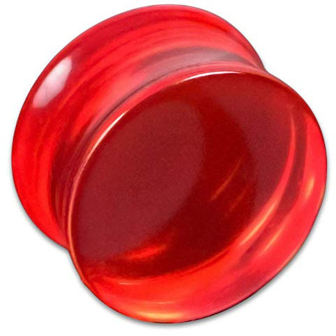 viva-adorno 1 Stück Double Flared Plug Flesh Tunnel Saddle Plug ohne Gewinde Kunststoff Acryl Größe 3-24mm UFT, Plug rot 14mm