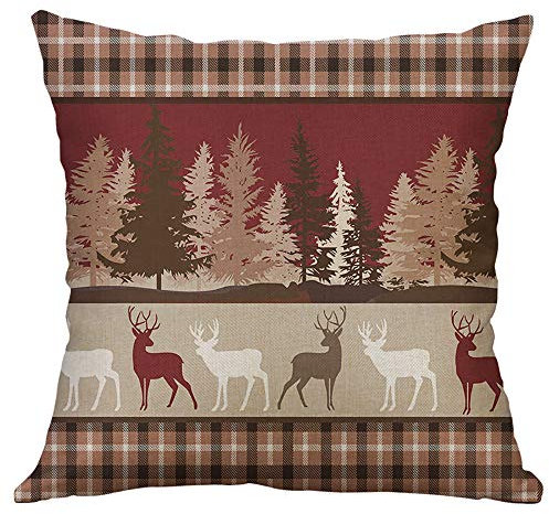 Kissenbezüge Weihnachten Elch Deko Kissenbezug Leinen Landhausstil Kissenhülle Christmas Kopfkissenbezug 40x40