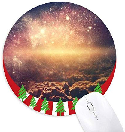 Goldener Weltraum-Nebel Kosmisches Muster Rund Gummi Maus Pad Weihnachtsdekoration