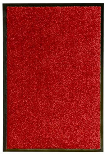 vidaXL Fußmatte Waschbar Schmutzfangmatte Türmatte Fußabtreter Schmutzmatte Schmutzfangläufer Sauberlaufmatte Innen Außen Rot 40x60cm
