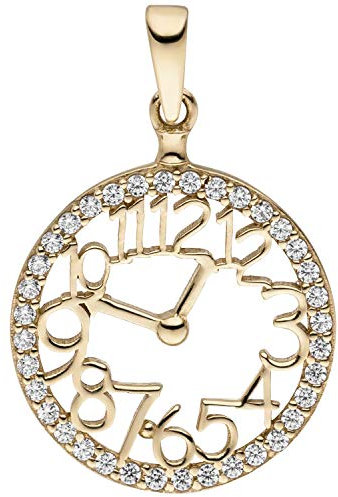 Jobo Damen Anhänger Uhr 333 Gold Gelbgold 36 Zirkonia