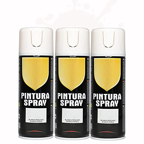 Pintura Spray 400ml para Metal/Madera/Plástico (Blanco Perla, 400 ml (Paquete de 3)