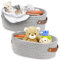 Bestcool Aufbewahrungskörbe, 2Pcs Baumwolle Strickkorb Woven Basket Cotton Rope Körbe Badkorb Faltbarer Aufbewahrungskorb mit Griffen für Schränke Schubladenschrank Regal Kommode (2 Größen)